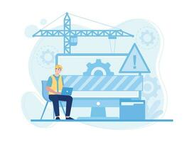 service technician fixes error files concept flat illustration vector