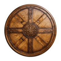 AI generated Round wooden shield set isolated on transparent background png