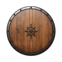 AI generated Round wooden shield set isolated on transparent background png