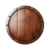 AI generated Round wooden shield set isolated on transparent background png