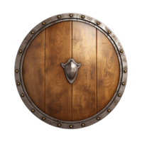 AI generated Round wooden shield set isolated on transparent background png