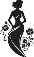 caprichoso femenino resplandor vector cara moderno flor retrato negro mujer emblema