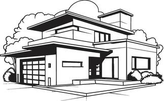 Twin Residence Concept Sketch Design for Duplex House Double Domicile Sketch Vector Logo for Duplex Design