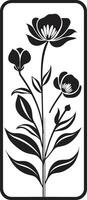 Clean Vector Silhouettes Black Floral Emblem Sleek Hand Rendered Blooms Minimalist Icon