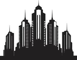 Downtown Elevation Multifloral City Building Vector Icon Metropolis Impressions Multifloor Cityscape Logo Design