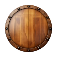 AI generated Round wooden shield set isolated on transparent background png