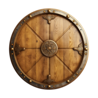 AI generated Round wooden shield set isolated on transparent background png