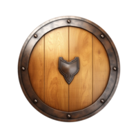 AI generated Round wooden shield set isolated on transparent background png