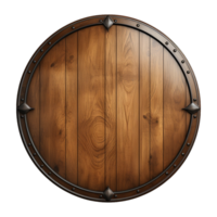 AI generated Round wooden shield set isolated on transparent background png