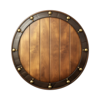 AI generated Round wooden shield set isolated on transparent background png