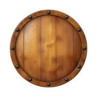 AI generated Round wooden shield set isolated on transparent background png