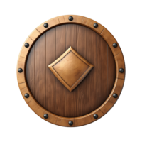 AI generated Round wooden shield set isolated on transparent background png