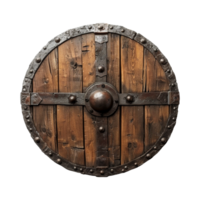 AI generated Round wooden shield set isolated on transparent background png