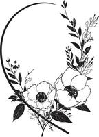 caprichoso noir pétalo diseño mano dibujado icono minimalista floral patrones icónico negro emblema vector