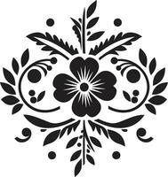 Tessellated Florals Vector Tile Icon Botanic Tessellations Black Emblem Icon