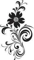 Sophisticated Hand Drawn Patterns Black Vector Subtle Floral Scrolls Iconic Logo Element