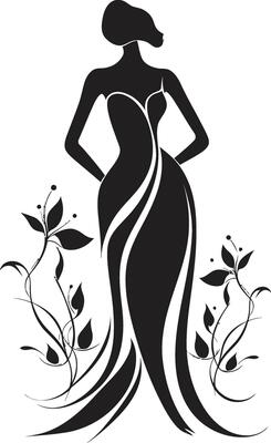 Graceful Floral Silhouette Black Face Emblem Chic Blooms Persona Woman Vector Design