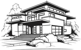 Vigorous Residence Mark Thick Outlined House Design Icon Mighty Living Symbol Bold House Sketch in Vector Format