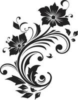 Intricate Floral Noir Black Iconic Vector Noir Floral Sketch Hand Drawn Emblem