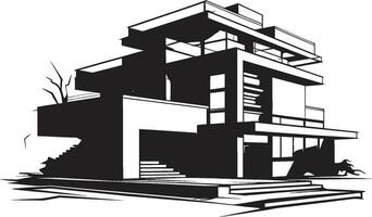 Futuristic Residence Icon House Idea Design in Vector Modern Housing Mark Architecture Idea Vector Logo