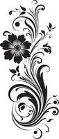 Sleek Hand Drawn Patterns Black Vector Design Playful Floral Scrolls Iconic Logo Element