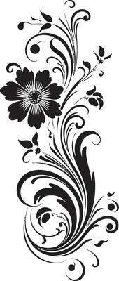Sleek Hand Drawn Patterns Black Vector Design Playful Floral Scrolls Iconic Logo Element