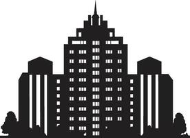 City Vista Skylines Multiflore Building in Vector Emblem Urban Elevation Multifloor Cityscape Vector Icon