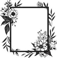 Elegant Minimalist Botanical Essence Noir Icon Minimalistic Floral Sketch Hand Rendered Black vector