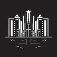 horizonte multipiso emblema paisaje urbano vector logo icono céntrico torre bosquejo multipiso edificio diseño en vector icono