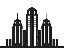 céntrico rascacielos contorno multipiso paisaje urbano vector logo ciudad multipiso impresión urbano vector logo diseño