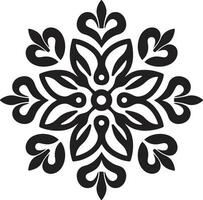 Botanic Tessellations Black Emblem Icon Floral Fusion Geometric Vector Emblem