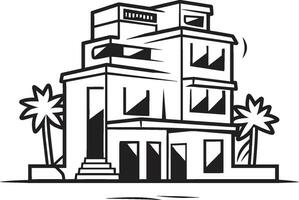 alegre edificio ilustración dibujos animados bosquejo en vector logo caricaturesco urbano estructura edificio bosquejo vector icono diseño