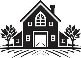 Pastoral Residence Mark Farmers House Vector Icon Countryside Dwelling Impression Farmhouse Vector Emblem