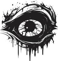 Nightmarish Stare Black Zombie Eye Design Ghoulish Sight Creepy Vector Eye Icon