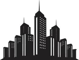 Skyline Cityline Sketch Multifloor Vector Logo Icon Downtown Skyscraper Emblem Multifloor Cityscape Vector Icon