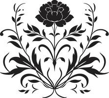 Noir Petal Chronicles Elegant Floral Emblem Designs Graphite Petal Dreams Noir Vector Logo Sketches