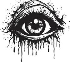 Siniestro muertos vivientes visión vector zombi ojo emblema horripilante mirada negro Siniestro ojo logo