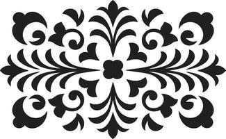 Abstract Botanicals Vector Logo with Tiles Black Geometry in Bloom Floral Icon Design