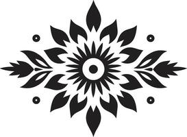 elegante patrones geométrico floral logo botánico simetría negro vector icono diseño