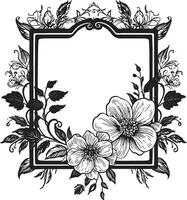 Charm in Blooms Decorative Vector Frame Icon Enchanting Garden Black Frame Logo