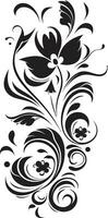 artístico floral esencia negro vector logo icono intrincado noir florecer mano prestados vector emblema