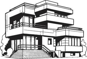 Towering Dwelling Mark Multi Floor House Design Vector Logo Elevated Residence Symbol Multi Level House Idea Vector Icon
