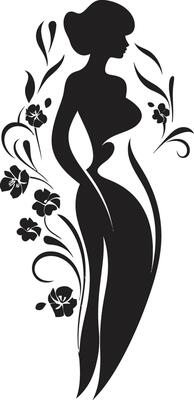 Minimalist Floral Radiance Black Woman Icon Sophisticated Bloom Aura Handcrafted Emblem