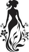 Modern Flowered Persona Black Woman Emblem Artistic Floral Attire Elegant Vector Emblem