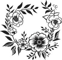 Artistic Noir Garden Scrolls Handcrafted Vector Icons Botanical Noir Symphony Black Floral Logo Elements