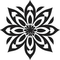 Modern Floral Sketch Single Hand Rendered Icon Minimalistic Petal Abstraction Black Vector Emblem