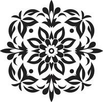 Vectorized Florals Geometric Logo Design Patterned Geometry Black Floral Tile Emblem vector