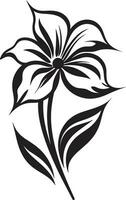 Abstract Floral Minimalism Black Emblem Design Elegant Botanical Sketch Simple Hand Drawn Icon vector