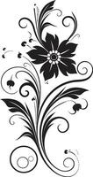 Exquisite Handcrafted Blooms Vector Logo Design Flowing Botanical Silhouette Black Logo Icon