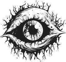 Ghoulish Sight Creepy Vector Eye Icon Macabre Zombie Gaze Black Scary Eye Logo